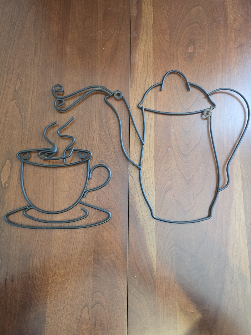 Black Wire Coffee Cup & Coffee Pot Wall Decor - Metal Kitchen Accent